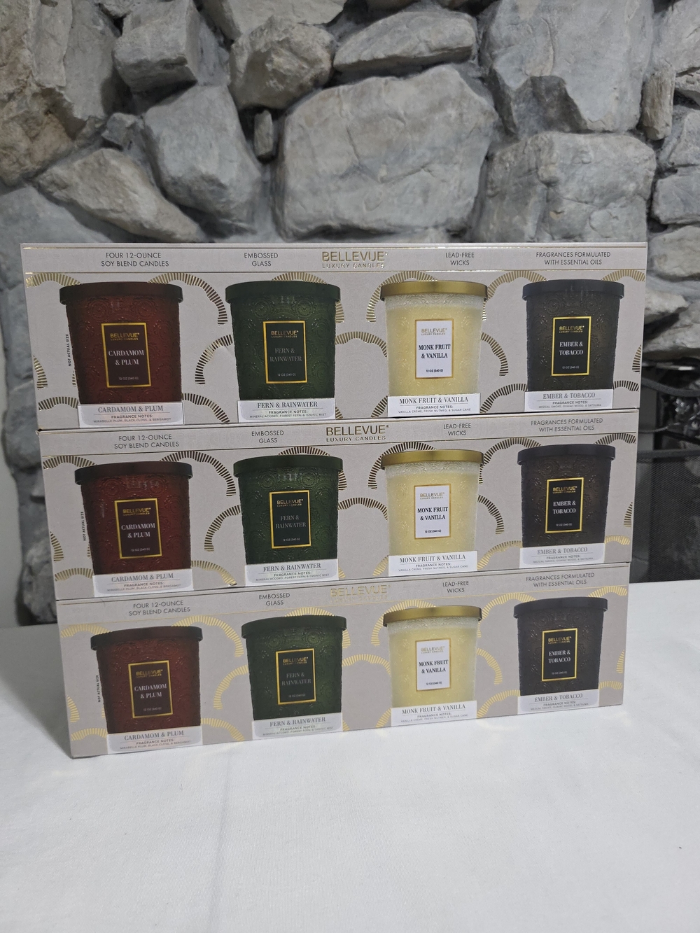 12 - 12oz Scented Jar Candle Set - Assorted Colors (Red, Green, Yellow, Black)